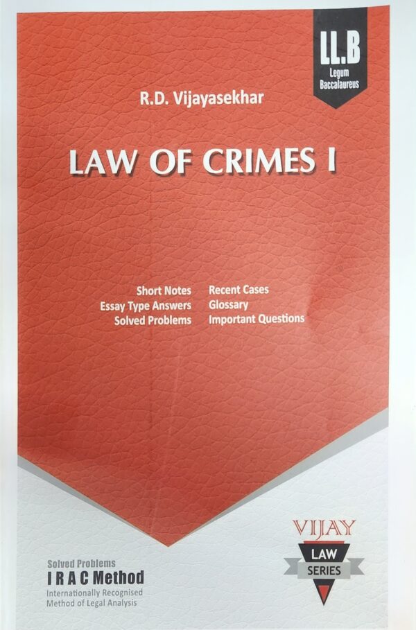 Buy Law of Crimes I | BHARATIYA NYAYA SANHITA | VIJAY LAW SERIES | R D VIJAYASEKHAR | 8 TH EDITION |