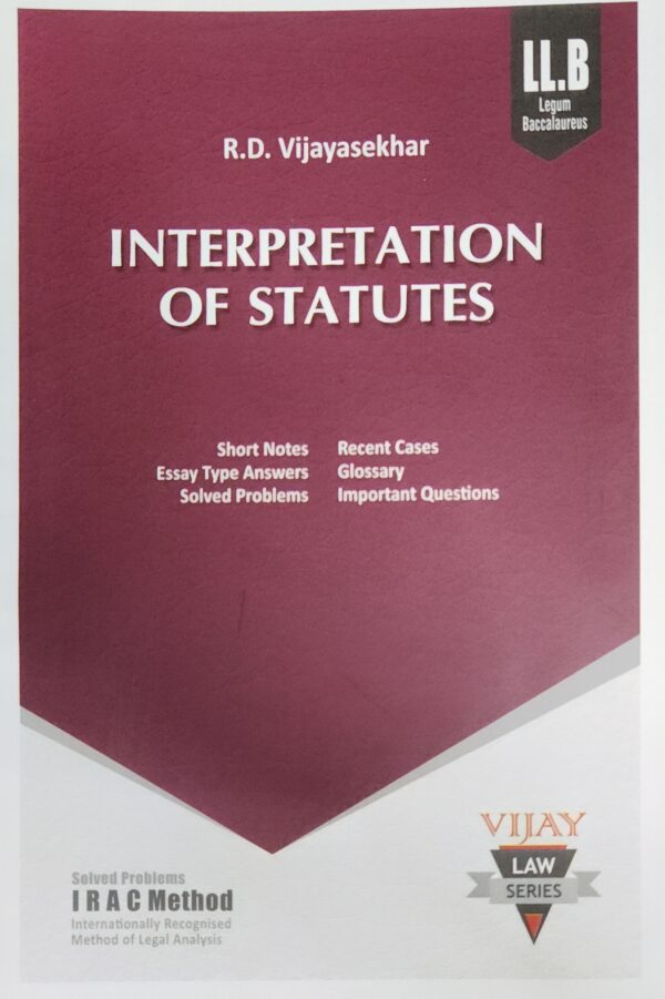 BUY INTERPRETATION OF STATUES | VIJAY LAW SERIES | R D VIJAYASEKHAR | 7 TH EDITION |