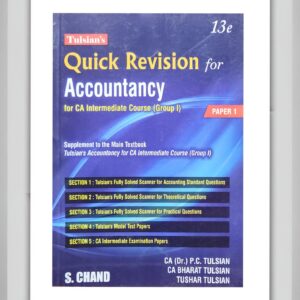 BUY TULSIANS QUICK REVISION FOR ACCOUNTANCY PAPER 1 | FOR CA INTERMEDIATE GROUP I | S CHAND PUBLICATION | BEST BOOK FOR CA STUDENTS |